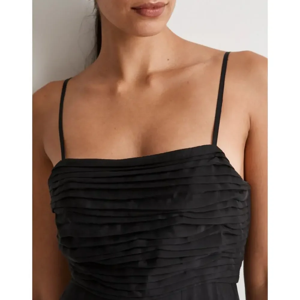 Madewell Ruched Drapey Silky Crop Straight Leg Jumpsuit True Black 14 NWT $138 - Picture 5 of 7